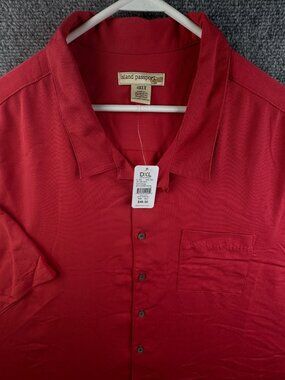 NWT ISLAND PASSPORT Short Sleeve Button Up Shirt 4XLT Tall Orange Rayon Blend